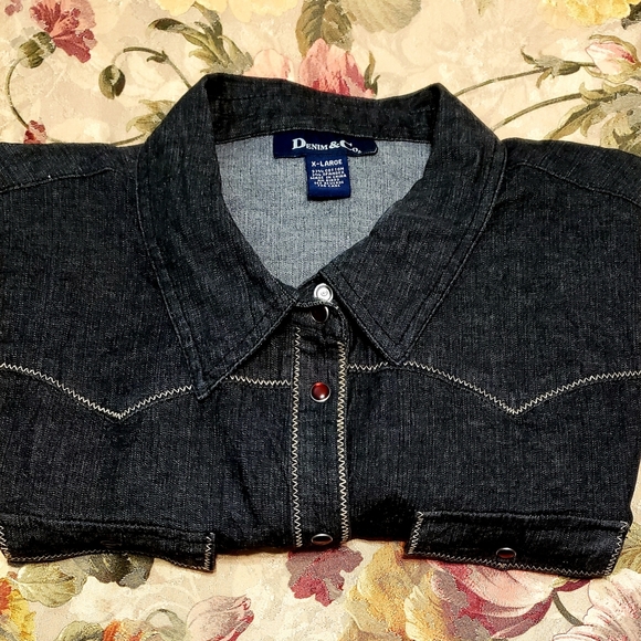 DENIM&CO - Denim Shirt - Western-Style Snap Front - Black  - XL - NWOT - Picture 12 of 12